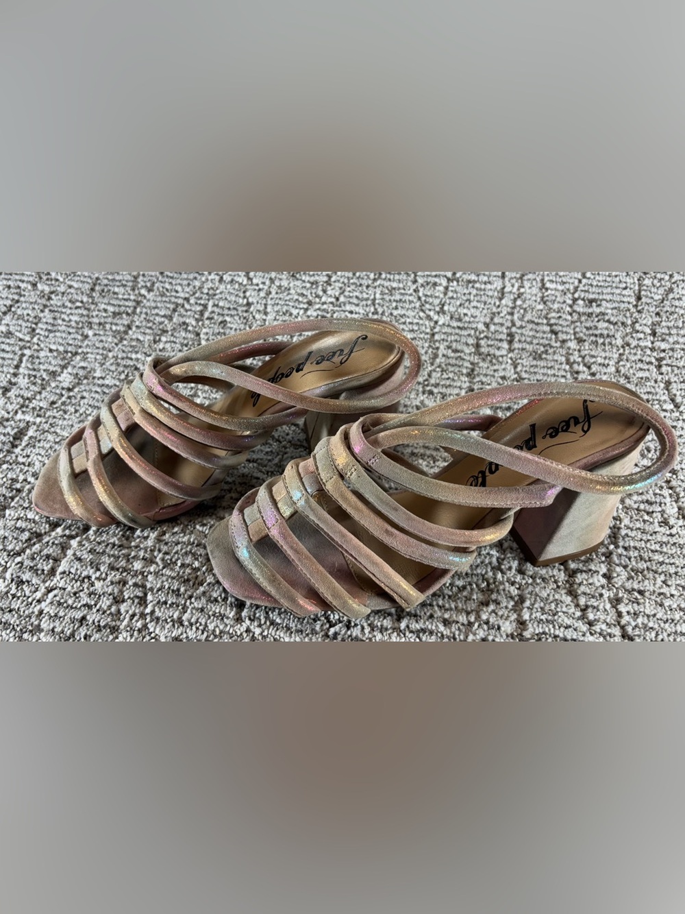 NEW Free People Women’s Size 36 (US 5.5) Rainbow Metallic Colette Cinched Heel - Picture 8 of 15